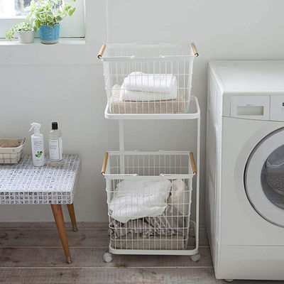 4KG Metal Hamper On Wheels , Anti Corrosion Metal Clothes Hamper