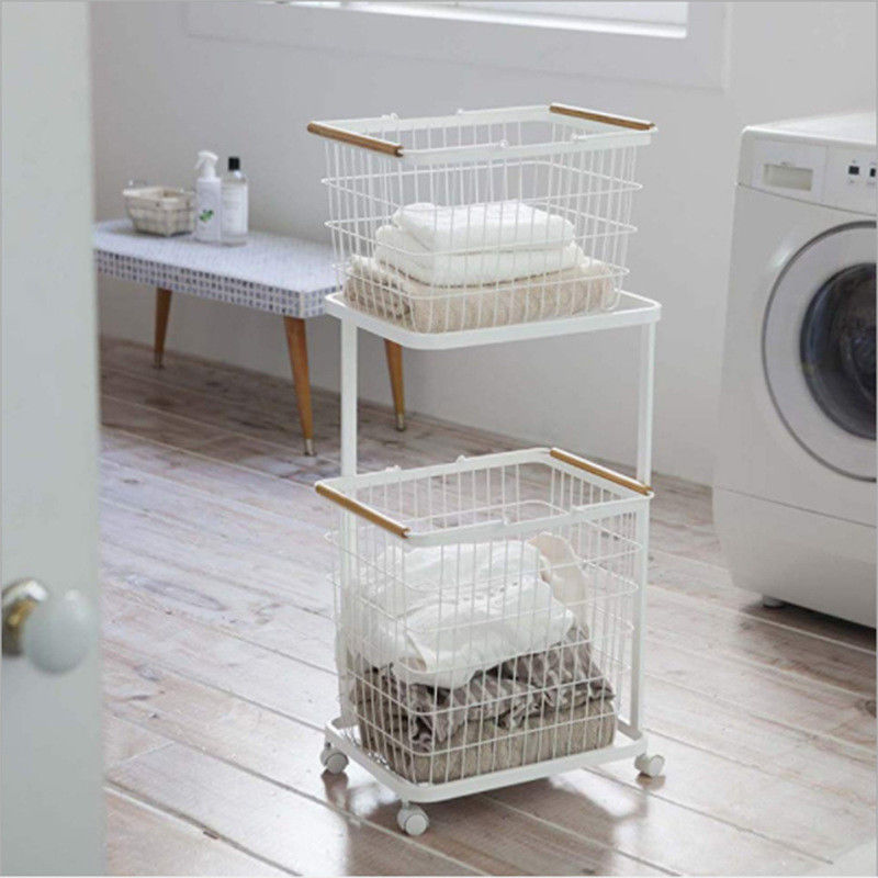 4KG Metal Hamper On Wheels , Anti Corrosion Metal Clothes Hamper